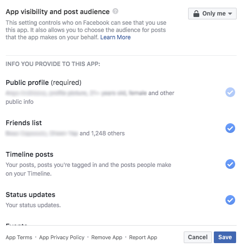 Facebook app permissions