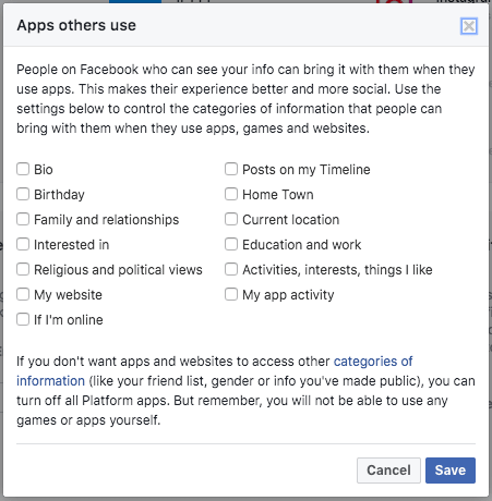 Facebook apps others use