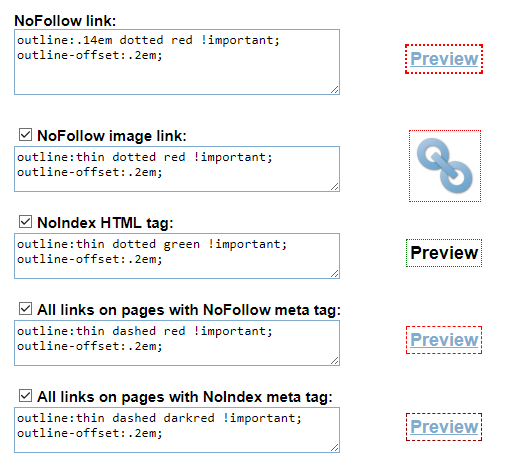 Nofollow Addon options