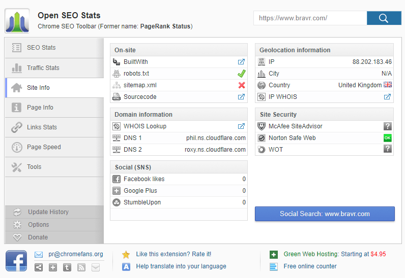 Open SEO Stats - Site info