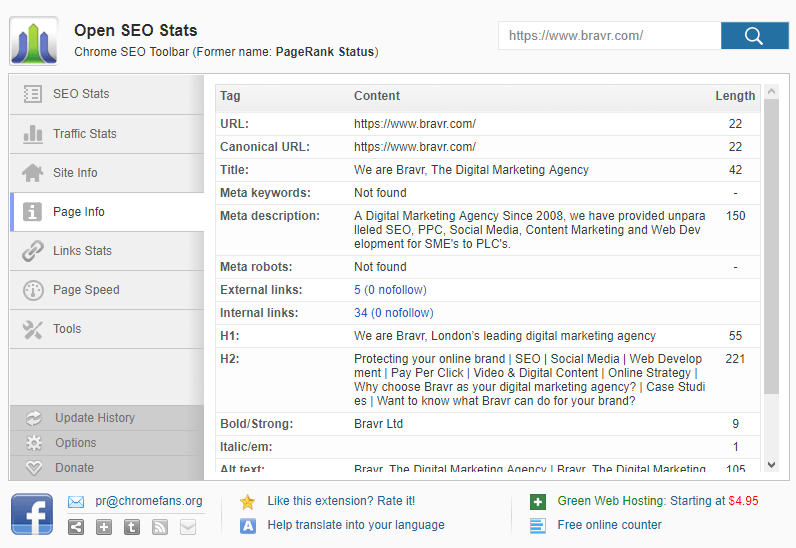 Open SEO Stats - Page info
