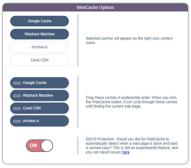 webcache options